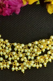  Designer 3 line bridal Bunched pearl earchain or ear support earrings for wedding