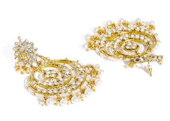  Designer kundan stone bridal dangler pearl stone earrings studs 4