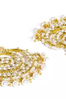  Designer kundan stone bridal dangler pearl stone earrings studs
