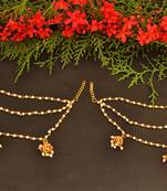 Designer 3 line Bridal Jhumki pearl earchain or ear support earrings for Wedding