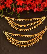 Designer 3 line Bridal pearl earchain or ear support earrings for Wedding