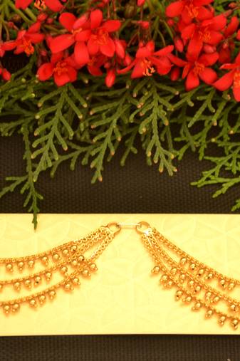 Designer 3 line Bridal pearl earchain or ear support earrings for Wedding