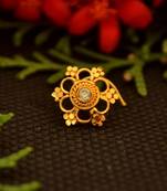  Designer diamond gold plated premium brass based nose ring or nose pin