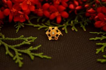  Designer diamond gold plated premium brass based nose ring or nose pin 2