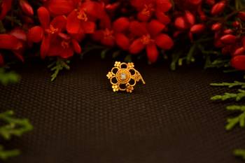  Designer diamond gold plated premium brass based nose ring or nose pin 3