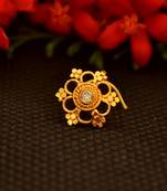  Designer diamond gold plated premium brass based nose ring or nose pin