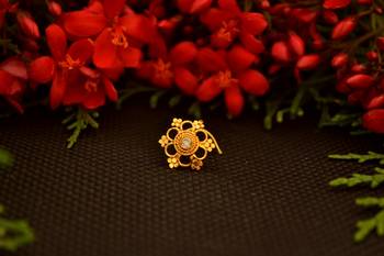  Designer diamond gold plated premium brass based nose ring or nose pin 2