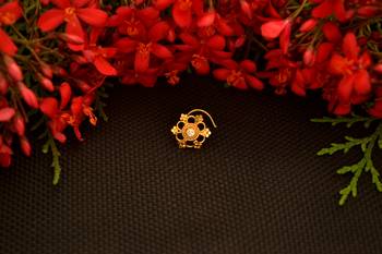  Designer diamond gold plated premium brass based nose ring or nose pin 3