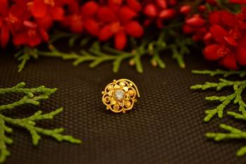 Designer Diamond Gold Plated Premium Brass Based Nose Ring or Nose Pin 2