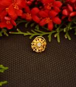 Designer diamond gold plated premium brass based nose ring or nose pin