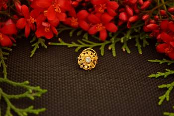 Designer diamond gold plated premium brass based nose ring or nose pin 2