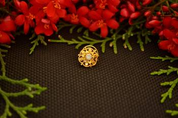 Designer diamond gold plated premium brass based nose ring or nose pin 3
