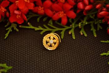 Designer diamond gold plated premium brass based nose ring or nose pin 1
