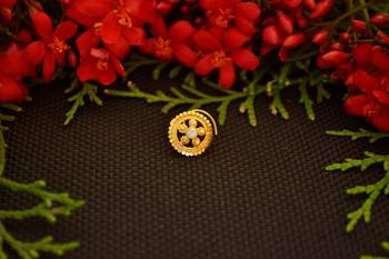 Designer diamond gold plated premium brass based nose ring or nose pin 2