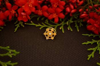 Designer diamond gold plated premium brass based nose ring or nose pin 2