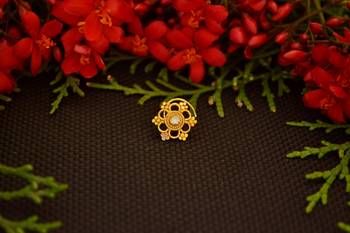 Designer diamond gold plated premium brass based nose ring or nose pin 3