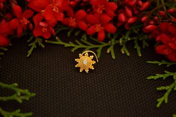 Designer diamond gold plated premium brass based nose ring or nose pin 2