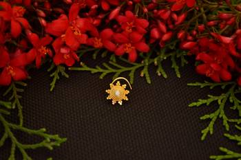 Designer diamond gold plated premium brass based nose ring or nose pin 4