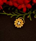 Designer diamond gold plated premium brass based nose ring or nose pin