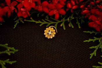 Designer diamond gold plated premium brass based nose ring or nose pin 3