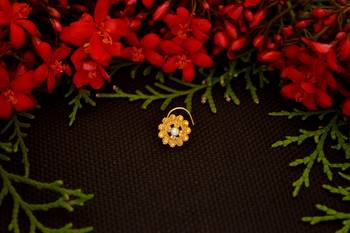 Designer diamond gold plated premium brass based nose ring or nose pin 4