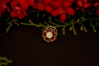 Designer diamond gold plated premium Meenakari nose ring or nose pin 1