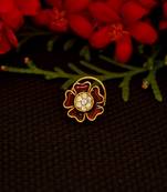 Designer diamond gold plated premium Meenakari nose ring or nose pin