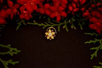 Designer diamond gold plated premium meenakari nose ring or nose pin 2