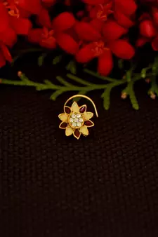 Designer diamond gold plated premium meenakari nose ring or nose pin