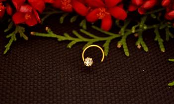 Designer diamond gold plated premium nose ring or nose pin 1