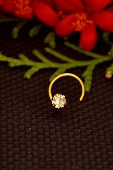 Designer diamond gold plated premium nose ring or nose pin