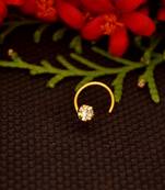 Designer diamond gold plated premium nose ring or nose pin