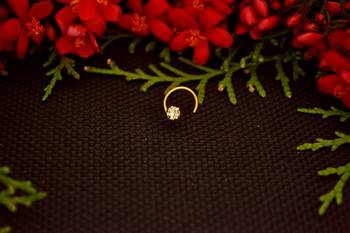 Designer diamond gold plated premium nose ring or nose pin 2