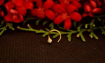Designer diamond gold plated premium nose ring or nose pin 1