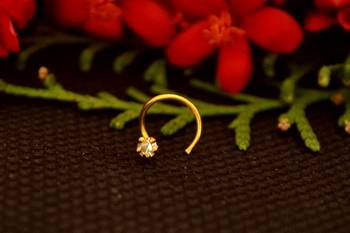 Designer diamond gold plated premium nose ring or nose pin 2