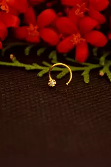Designer diamond gold plated premium nose ring or nose pin