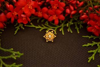 Designer diamond gold plated premium nose ring or nose pin 3