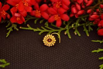 Designer diamond gold plated premium meenakari nose ring or nose pin 1