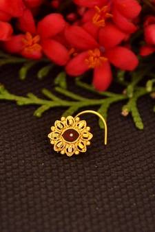 Designer diamond gold plated premium meenakari nose ring or nose pin