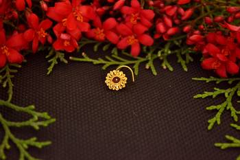 Designer diamond gold plated premium meenakari nose ring or nose pin 2