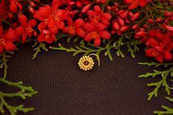 Designer diamond gold plated premium meenakari nose ring or nose pin 3