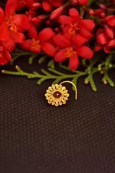 Designer diamond gold plated premium meenakari nose ring or nose pin