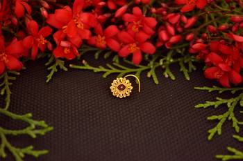 Designer diamond gold plated premium meenakari nose ring or nose pin 4