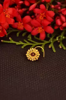 Designer diamond gold plated premium meenakari nose ring or nose pin
