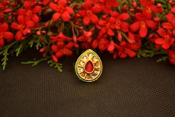 Designer Bridal Kundan Stone Adjustable Wedding Free Size Ring 1