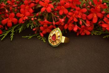 Designer Bridal Kundan Stone Adjustable Wedding Free Size Ring 2