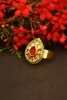 Designer Bridal Kundan Stone Adjustable Wedding Free Size Ring