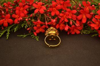 Designer Bridal Kundan Stone Adjustable Wedding Free Size Ring 3