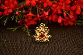 Designer Bridal Kundan Stone Adjustable Wedding Free Size Ring 1