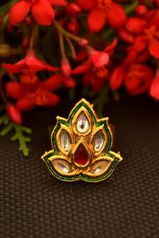 Designer Bridal Kundan Stone Adjustable Wedding Free Size Ring
